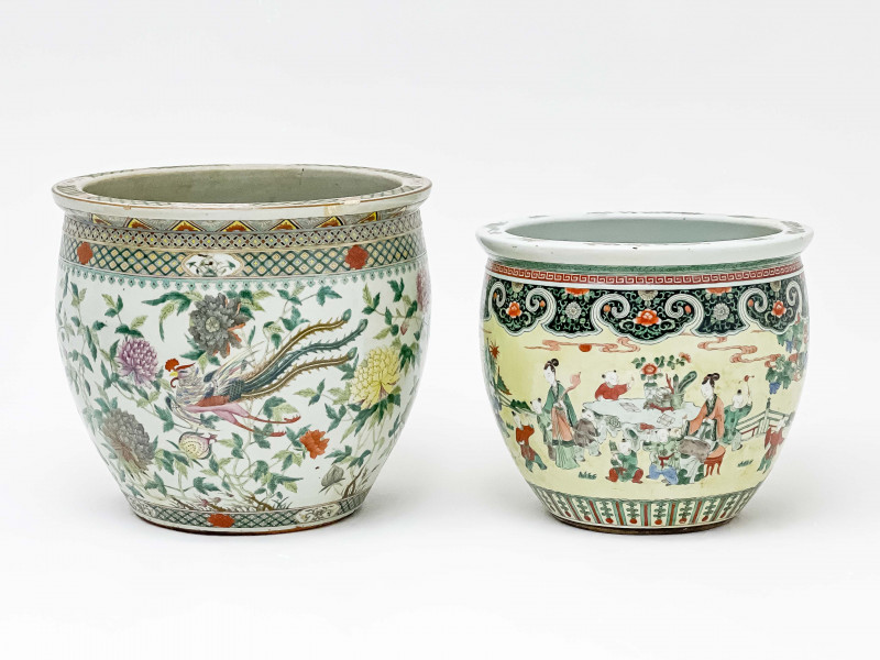 2 Chinese Porcelain Fish Bowls