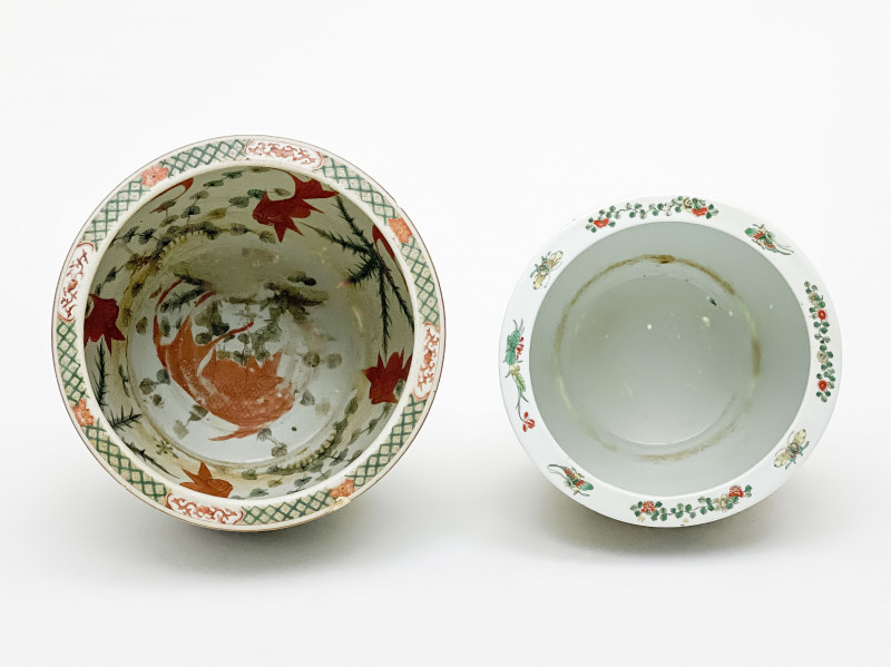 2 Chinese Porcelain Fish Bowls