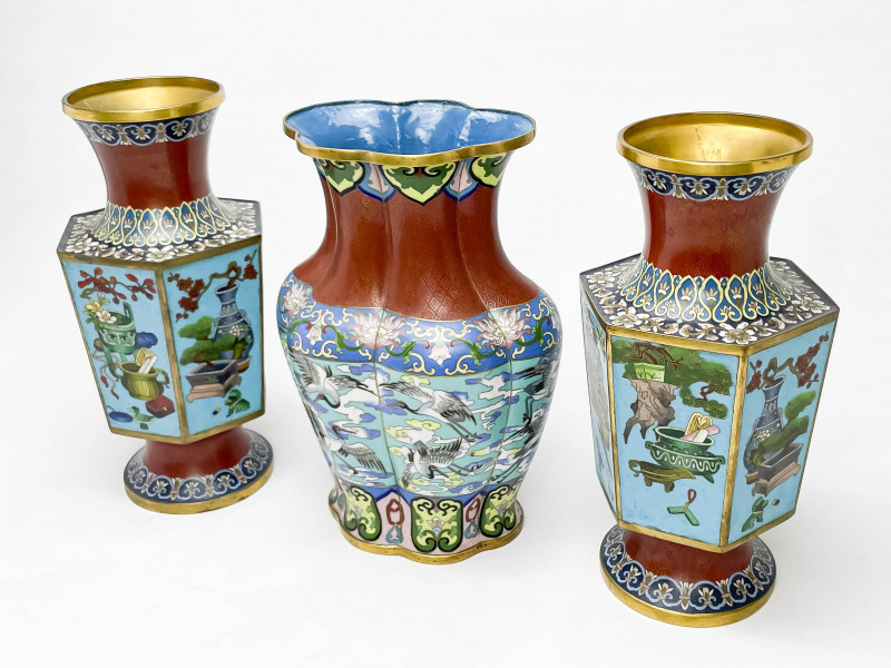 Three Chinese Cloisonné Vases