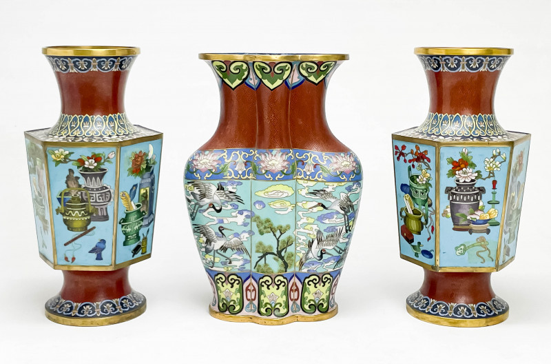 Three Chinese Cloisonné Vases