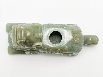 Chinese Archaic Style Celadon Jade Beast Form Vessel