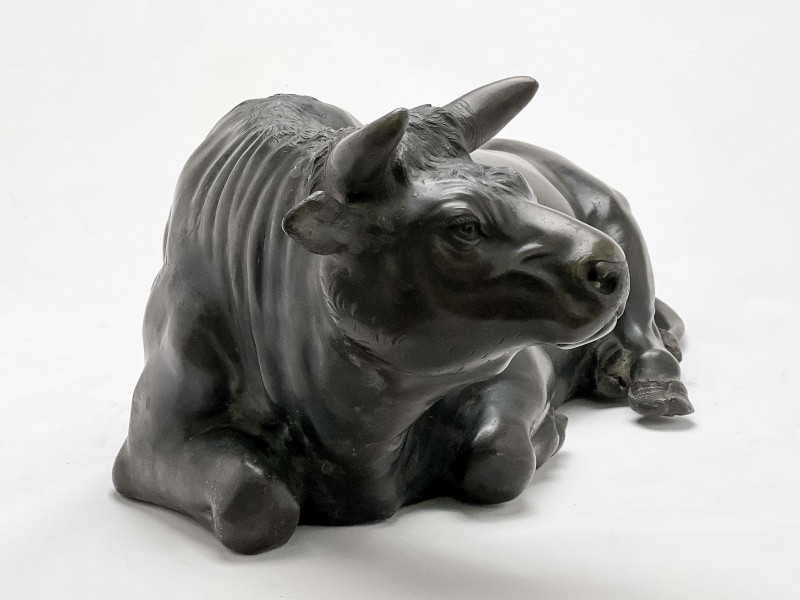 Japanese Bronze Figure of a Seated Bull
