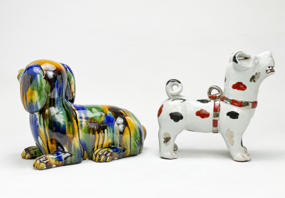 2 Asian Ceramic Figures of Dogs