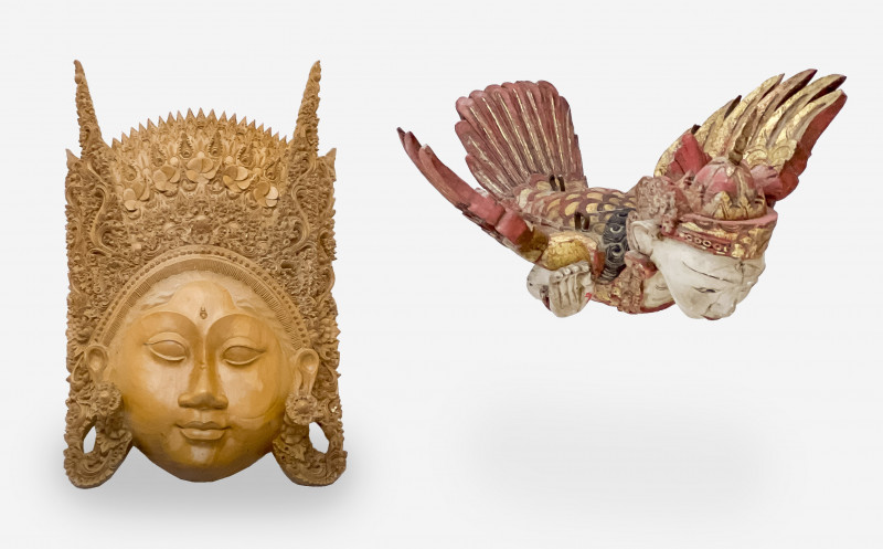 2 South East Asian Carved Wood Sculptures