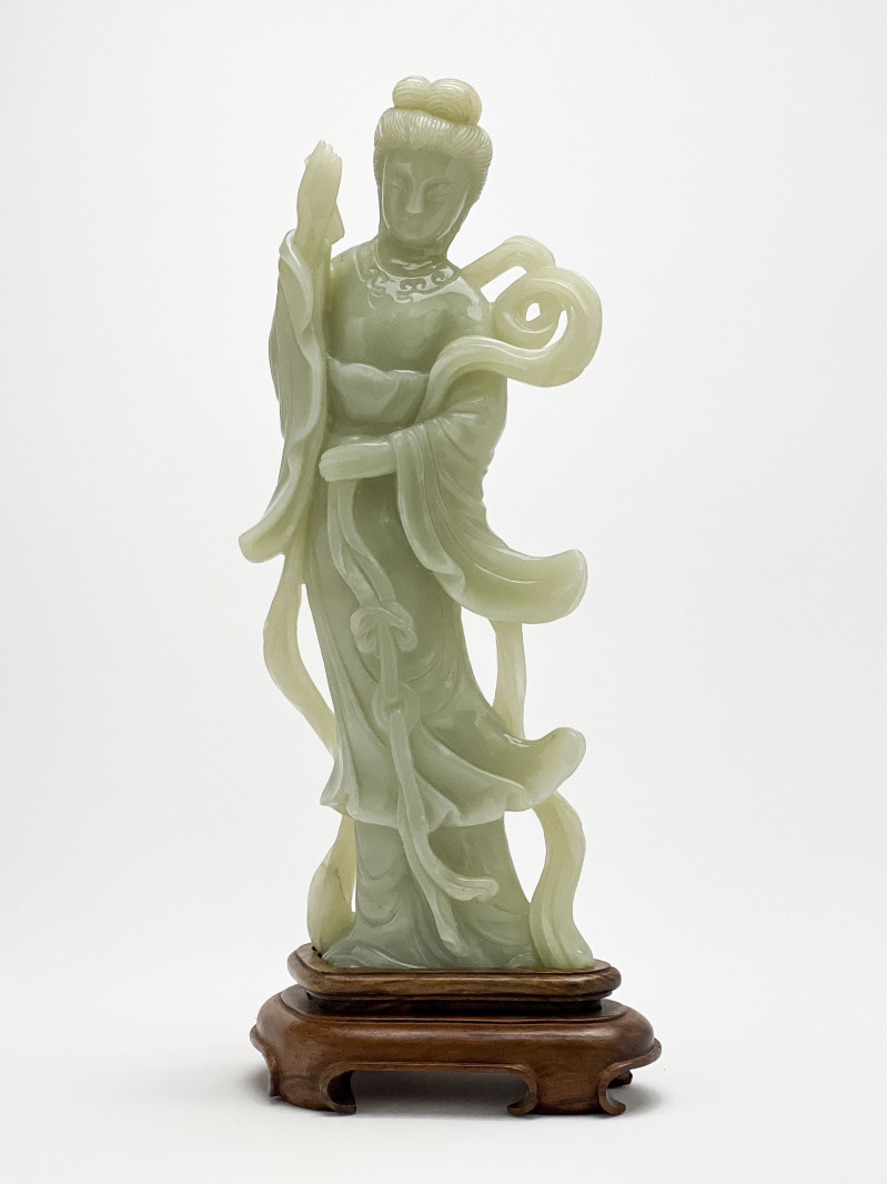 Chinese Celadon Jade Figure of an Immortal