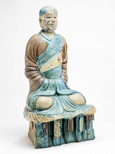 Image for Lot Chinese Fahua Ceramic Seated Figure