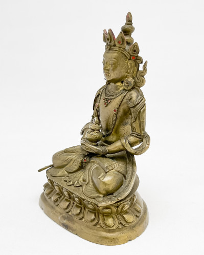 Sino Tibetan Small Bronze Seated Figure of Amitayus