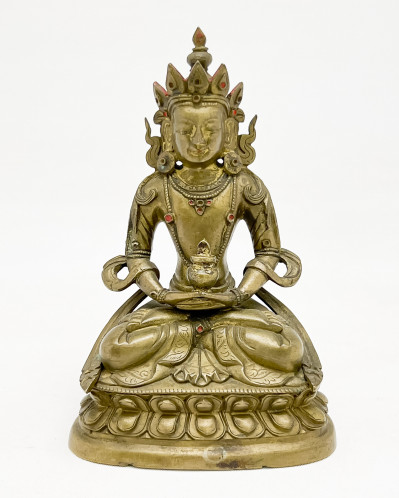 Image for Lot Sino Tibetan Small Bronze Seated Figure of Amitayus
