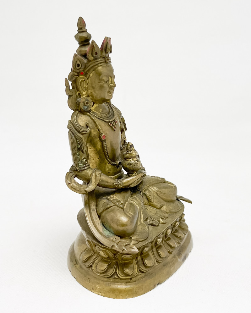 Sino Tibetan Small Bronze Seated Figure of Amitayus
