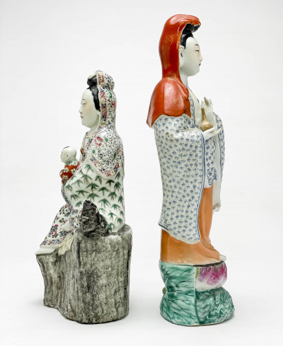 2 Chinese Porcelain Figures of Guanyin