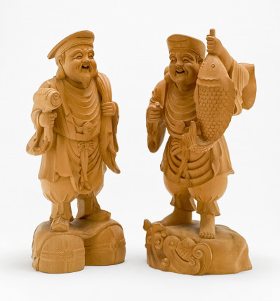 Image for Lot Japanese Carved Wood Figures, Group of 2