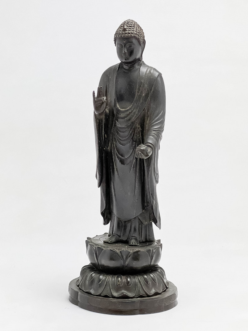 Japanese Patinated Bronze Figure of Standing Buddha