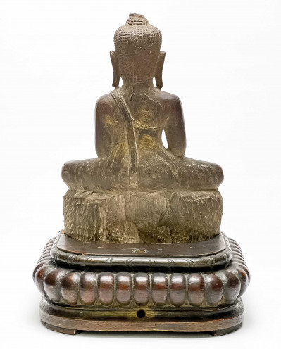 Early Thai Stone Carved Seated Buddha