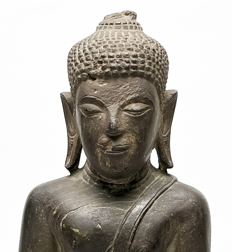 Early Thai Stone Carved Seated Buddha