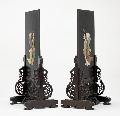 Pair of Mother of Pearl Inlaid Table Screens