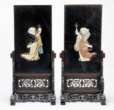 Image for Lot Pair of Mother of Pearl Inlaid Table Screens