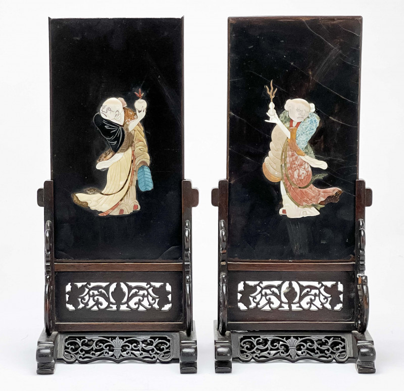 Pair of Mother of Pearl Inlaid Table Screens