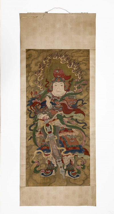 Asian Hanging Scroll, Buddhist Guardian