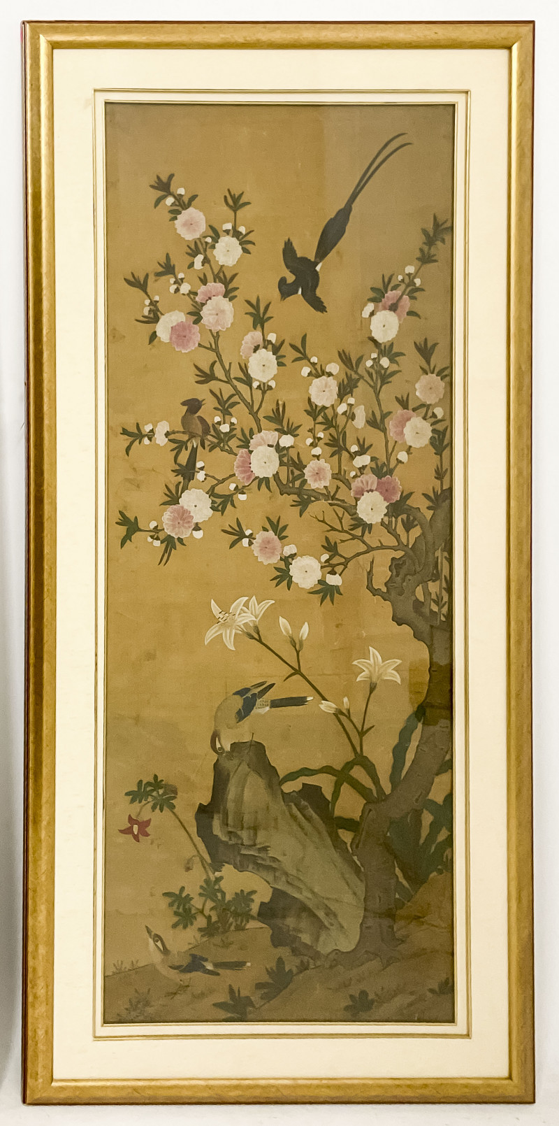 Pair of Chinese Paintings, Gardens, Color Ink on Silk