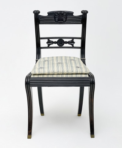 Regency Style Ebonized Dining Chairs, Group of 6
