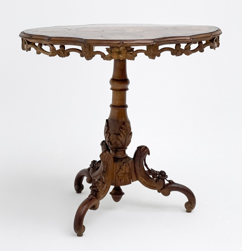 Swiss Black Forest Marquetry Side Table