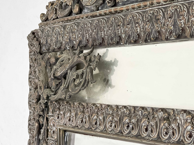 Large Dutch Brass Repoussé Mirror