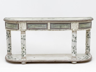 Half-Moon Painted Wood Console