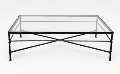 Image for Lot Diego Giacometti Style Bronze and Glass Coffee Table