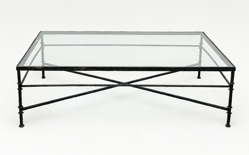 Diego Giacometti Style Bronze and Glass Coffee Table