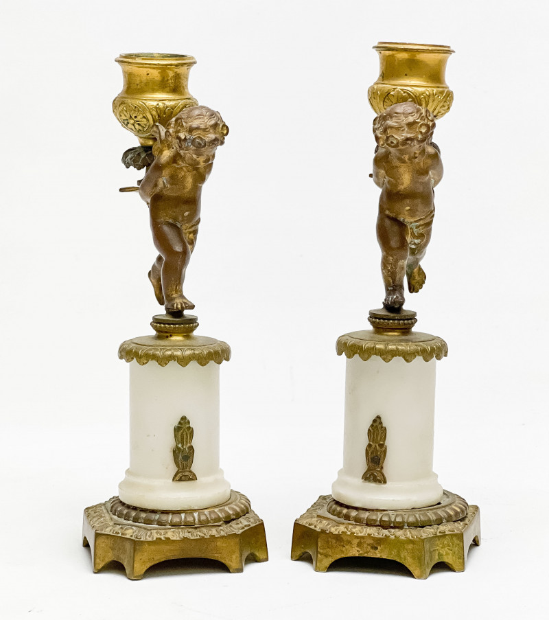 Cherub and Glass Candlestick Holders, Group 4
