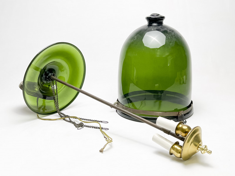 Green Glass Austrian Bell Jar Pendant Lamp