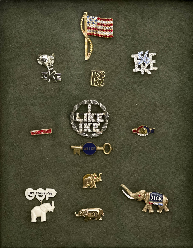 Political Pins, Including Eisenhower and Nixon, Group of 12