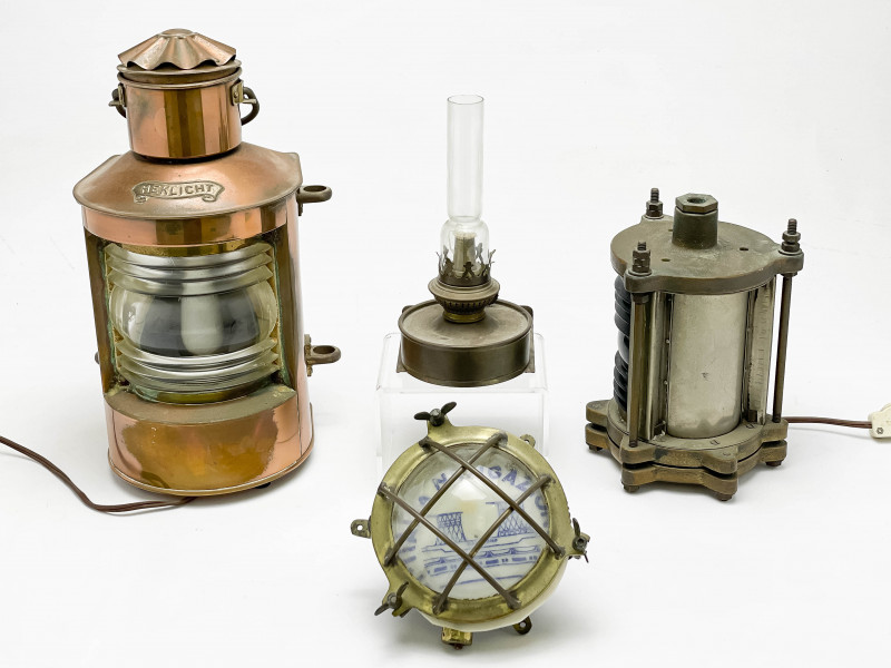 Ship's Lantern and Other Ship Lights, Group of 4