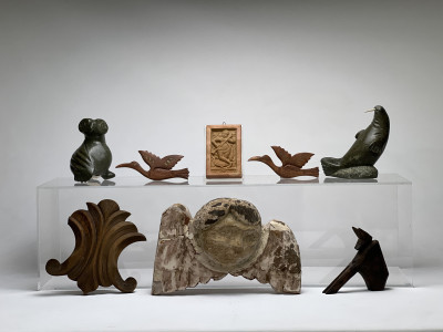 Wall and Animal Sculptures, Group of 9