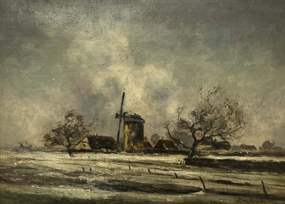 Image for Lot Unknown Artist - Landscape with Windmill