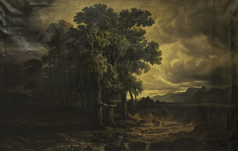 Continental School - Landscape with Figure and Dog