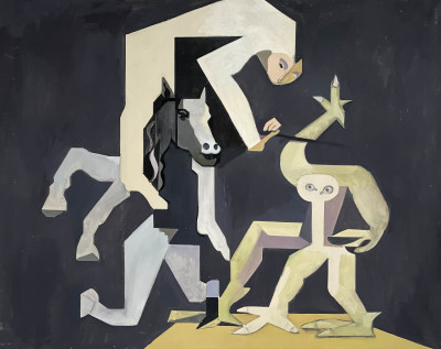 Image for Lot Leonard Alberts - Untitled (Figures with Horse)