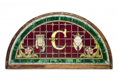 Image for Lot Victorian Arched Stained Glass Window