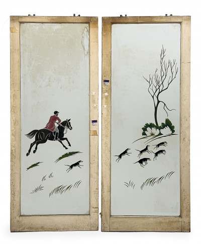 Image for Lot Fox Hunting Glass Panels