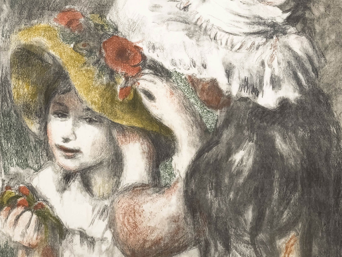 LOT 14 | Pierre-Auguste Renoir, Pinning the Hat (Le Chapeau Épinglé) (detail)
