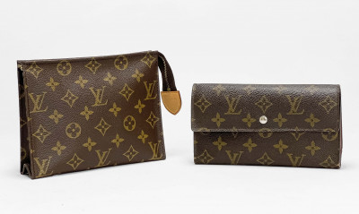 Louis Vuitton Leather Wallet and Pouch