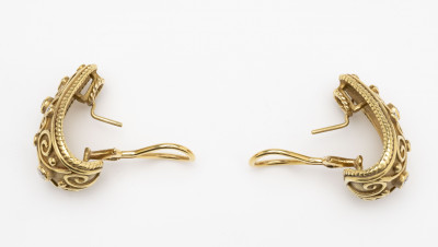 Pair of Diamond Byzantine Style 18K Gold Earrings