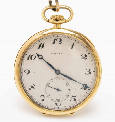 Image for Lot Longines 18K Yellow Gold Open Face Pocket Watch