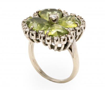 Image for Lot Peridotite, Diamond and 14K White Gold Ring