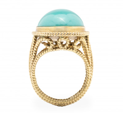 Image for Lot Persian Turquoise and 14K Yellow Gold Ring