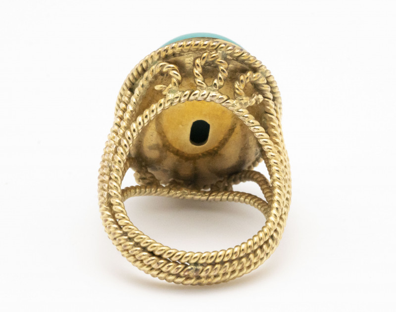 Persian Turquoise and 14K Yellow Gold Ring