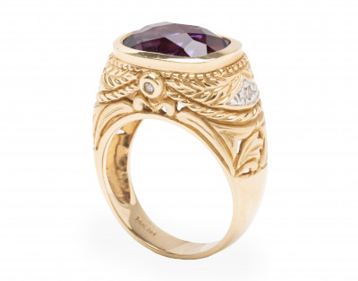 Image for Lot Amethyst and 14K Gold Men's Ring