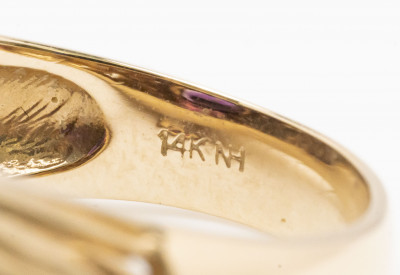Amethyst and 14K Gold Men's Ring