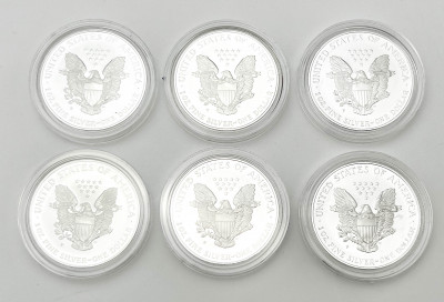Silver Bullion Coins, Group of 6