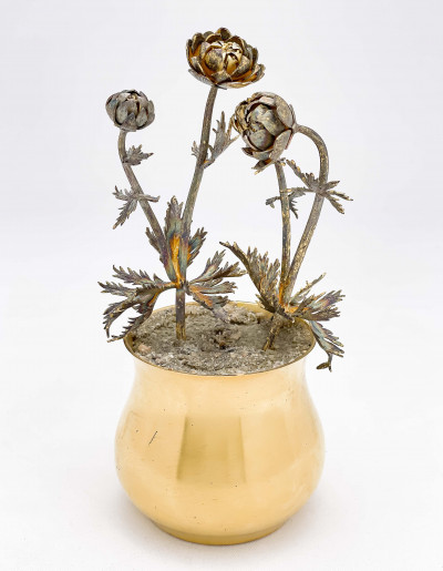 Image for Lot Janna Thomas De Velarde for Tiffany & Co. Gilt Sterling Silver Potted Flowers
